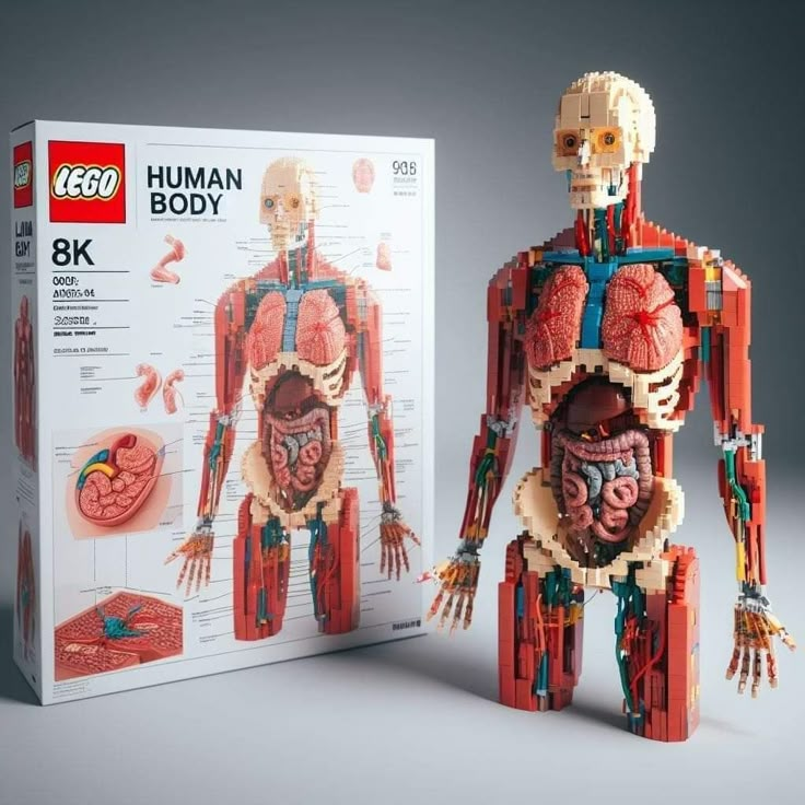 a lego human body is shown in front of the box