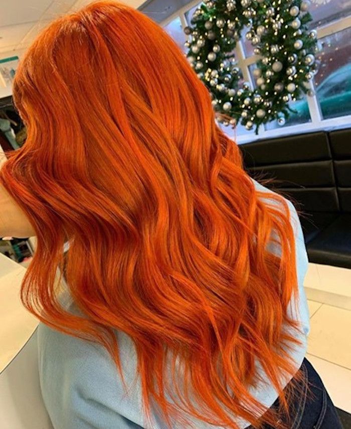 The Prettiest Copper Hair Colors For Winter Hair Colors Orange, Hair Colour Orange, Vivid Copper Hair, Ginger Color Hair, Orange Hair Copper, Multi Dimensional Red Hair, Orange Ginger Hair, Copper Hair Bright, Orange Copper Hair Color