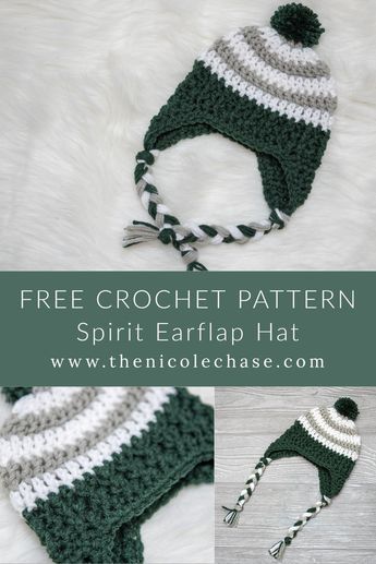 the crochet hat is made with two different colors