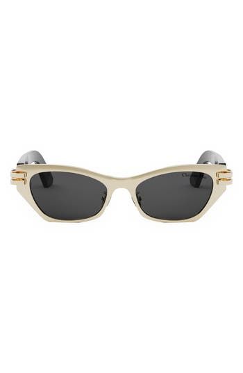 Straight from the runway, these ultrachic sunnies are emboldened by butterfly frames, goldtone CD hinges and signature branding at the temples. 53mm lens width; 18mm bridge width; 135mm temple length 100% UV protection Adjustable nonslip nose pads Metal/acetate Made in Italy Designer Gold Shield Sunglasses With Gradient Lenses, Modern Gold Shield Sunglasses With Tinted Lenses, Modern Gold Tinted Shield Sunglasses, Elegant Gold Shield Sunglasses With Uv Protection, Elegant Gold Shield Sunglasses With Gradient Lenses, Gold Cat Eye Sunglasses With Metal Frame, Chic Gold Cat Eye Sunglasses With Metal Frame, Gold Metal Frame Cat Eye Sunglasses, Luxury Gold Cat Eye Sunglasses For Party