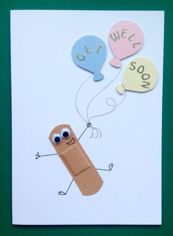 a greeting card with an image of a pencil and two balloons