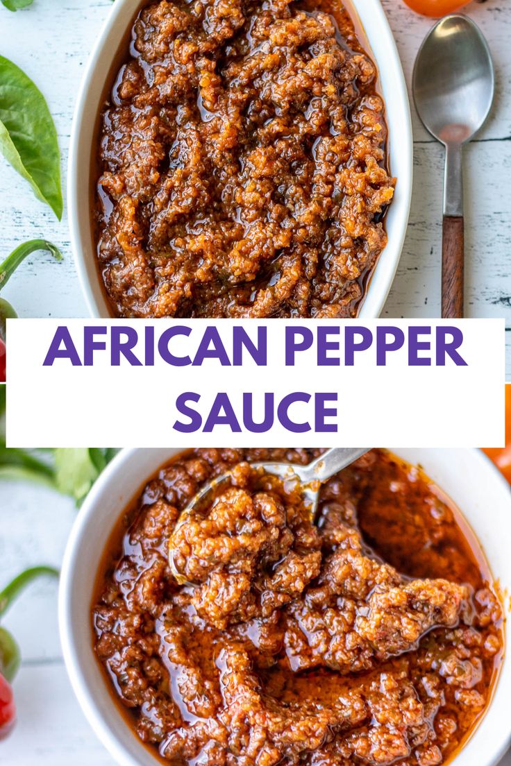 two bowls filled with african pepper sauce