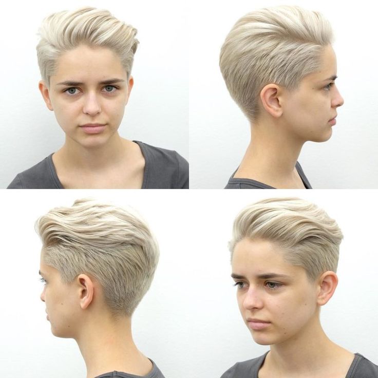 Platinum Blonde Pixie with Long Top Fringe Styled in a Quiff Platinum Blonde Pixie, Tomboy Hairstyles, Quiff Hairstyles, Short Hair Undercut, Blonde Pixie Haircut, Undercut Pixie Haircut, Blonde Pixie Cuts, Platinum Blonde Hair, Short Pixie Cut