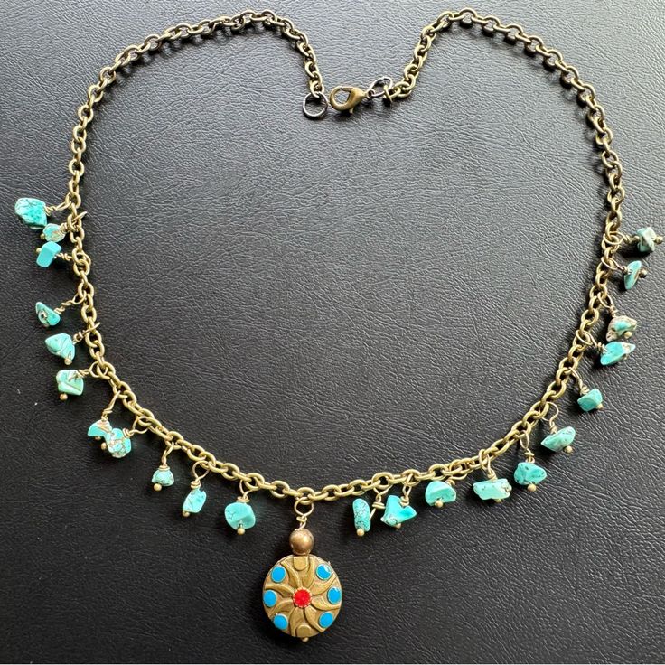 Exquisite 18-Inch Necklace Adorned With High-Quality Gemstones (Turquoise) And A Vintage Metal Charm Meticulously Sourced From The Diverse Geological Wonders Of Turkey, A Treasure Trove Of Exceptional Gemstones Elevate Your Style With This Captivating Necklace, Showcasing The Finest Gemstones Handpicked From Turkey's Abundant Natural Treasures! #Handmadenecklace #Beadednecklace #Bohonecklace #Gemstone Necklace #Handcraftedjewelry #Handmadejewelry #Vintagenecklace Adjustable Turquoise Stone Necklaces, Adjustable Turquoise Stone Necklace, Adjustable Bohemian Turquoise Necklace With Stones, Adjustable Bohemian Turquoise Stone Necklace, Bohemian Blue Turquoise Necklace With Stones, Vintage Turquoise Beaded Necklace With Gemstone Beads, Bohemian Turquoise Necklaces With Stones, Turquoise Bohemian Necklaces With Stones, Bohemian Turquoise Stone Necklaces