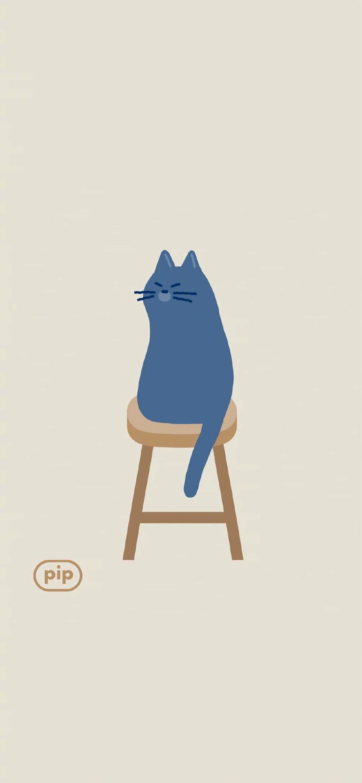 a blue cat sitting on top of a wooden chair