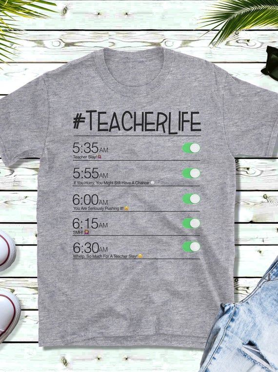 Teacher Alarm Shirt - Short-Sleeve Unisex T-Shirt / Teacher Life / Funny Teacher Tees / Gifts For Te Short Sleeve Screen Print T-shirt For School, Teacher Items, Teacher Tired, Teacher Wear, Creamer Recipe, Teacher Dresses, Homemade Coffee, Work Gifts, Life Funny