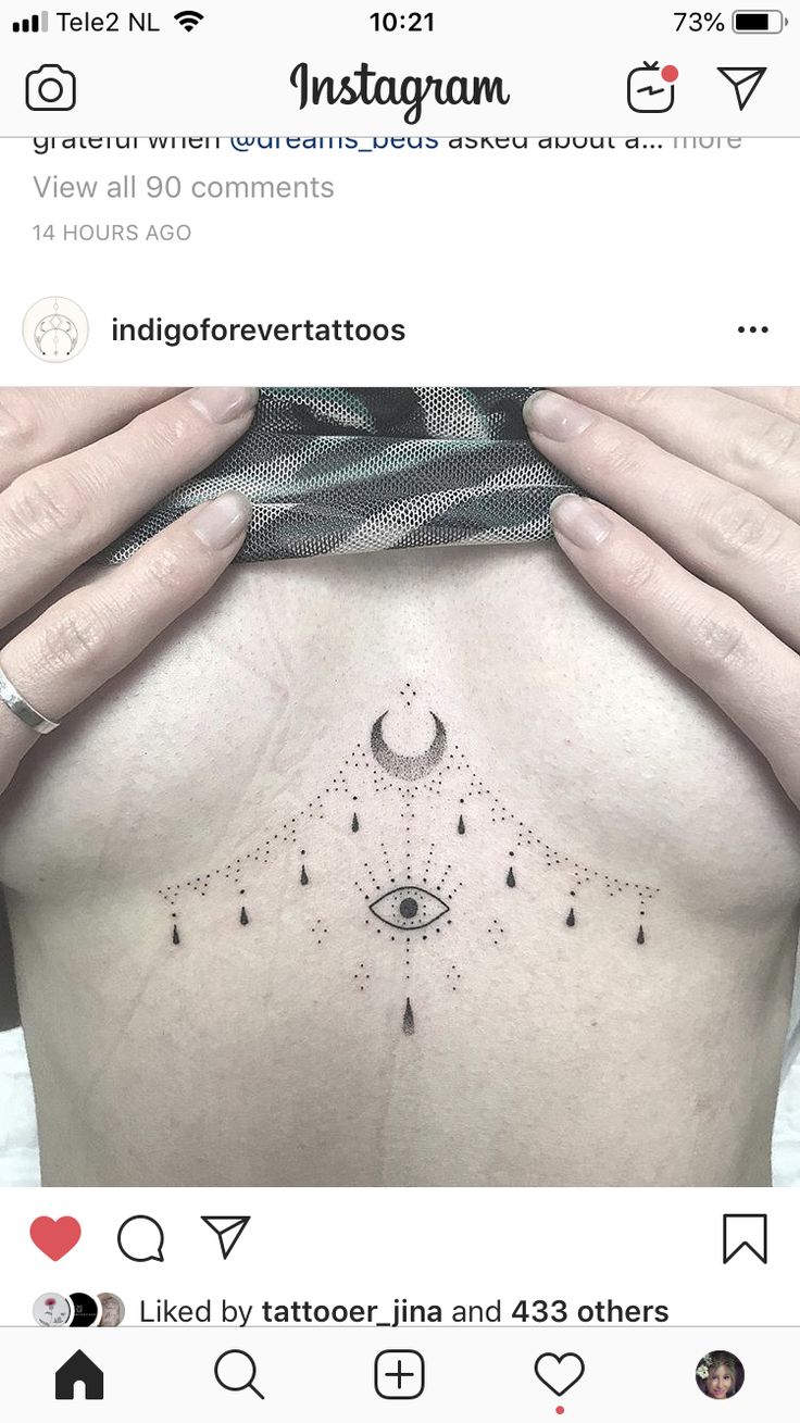 the back of a woman's stomach with an eye tattoo on her left side