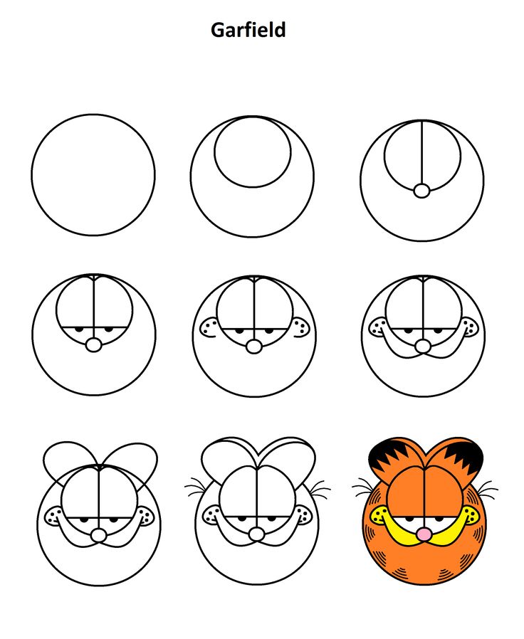 how to draw garfield the cat step by step instructions for kids and beginners with pictures