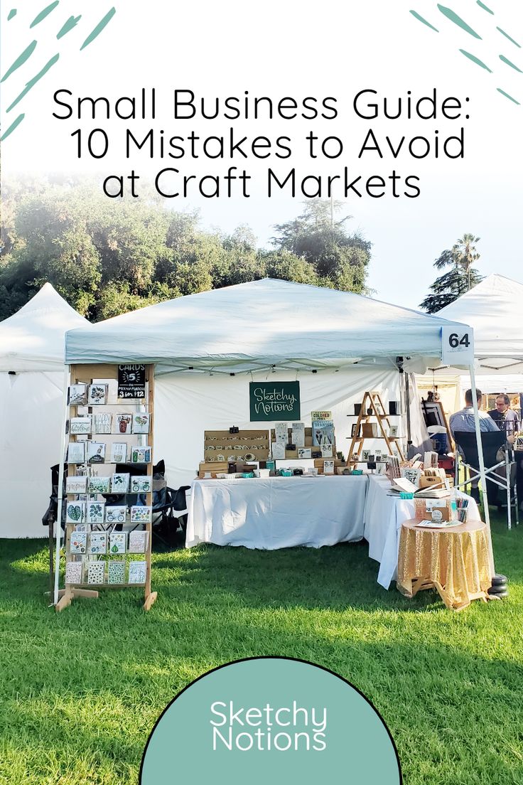 the small business guide for craft marketers is shown in front of a white tent