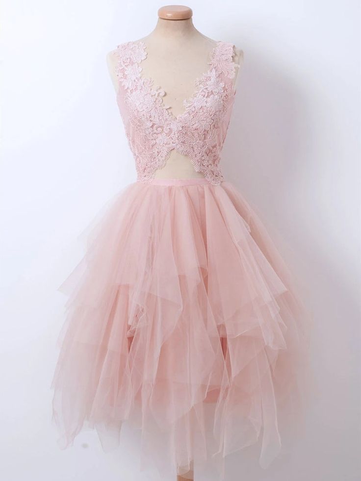 Fluffy V Neck Short Pink Lace Prom Dresses, Pink Lace Formal Graduation Homecoming Dresses,GH946 Dress details: 1. Material: Satin, Lace, Chiffon, Tulle, Imitated silk Fabric, Sequins, Organza, Taffeta, etc. 2. Color: picture color or other colors, we have over 120 colors for option. For custom color, please choose from the color swatch on our website and remark the color number when you place order. 3. Closure: zipper, lace up back or open back. 4. Length: Tea length, floor length, knee length. Pink Lace Shorts, Prom Dresses Pink, Lace Prom Dresses, Tulle Homecoming Dress, Short Party Dress, Long Sleeve Gown, Lace Homecoming Dresses, Short Lace Dress, Short Prom Dress