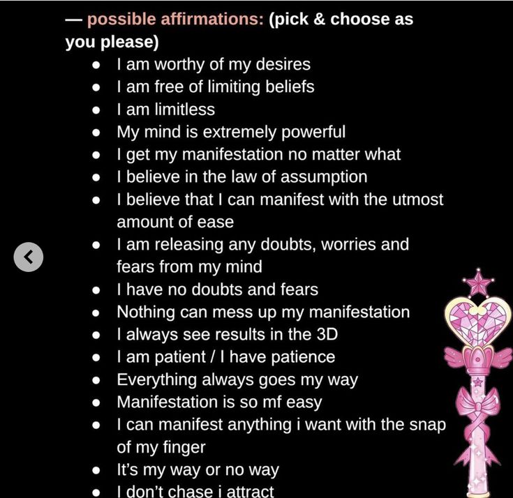 a poem written in pink on black with the words possible affirmations pick & choose as