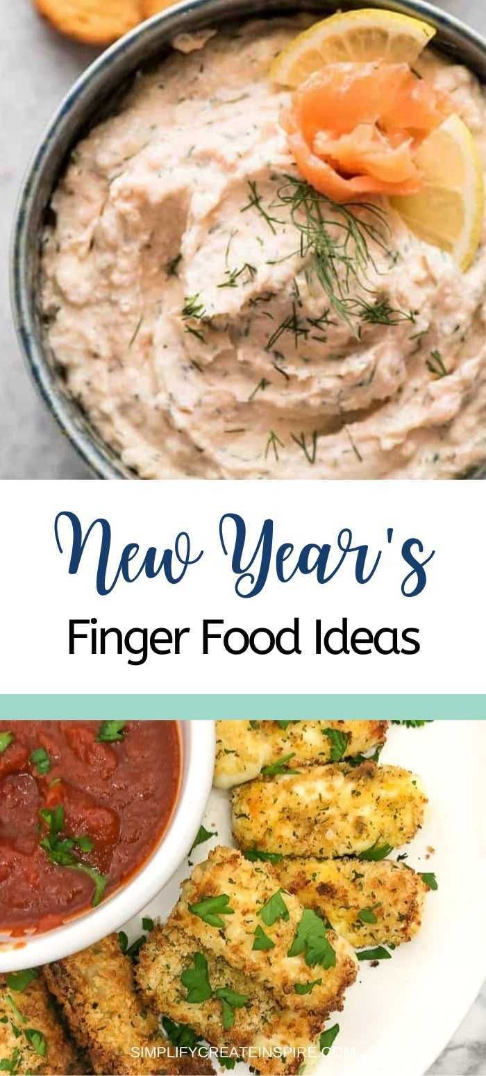 new year's finger food ideas with text overlay