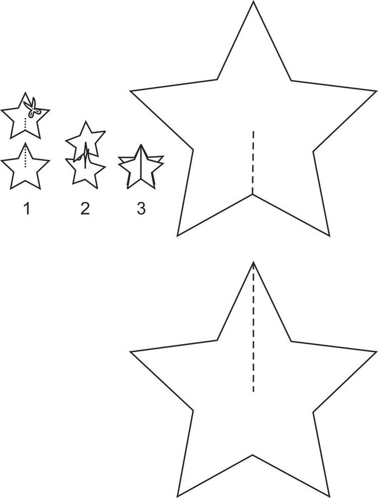 three stars that have been cut out from the paper and are numbered in different directions