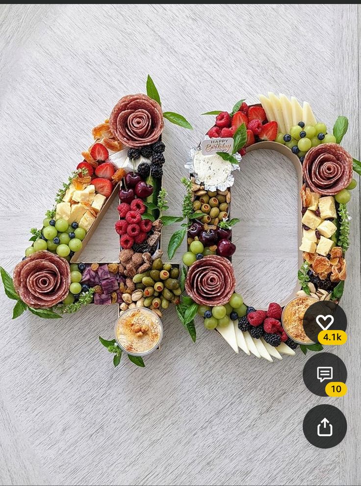 the number 40 made out of fruits and vegetables