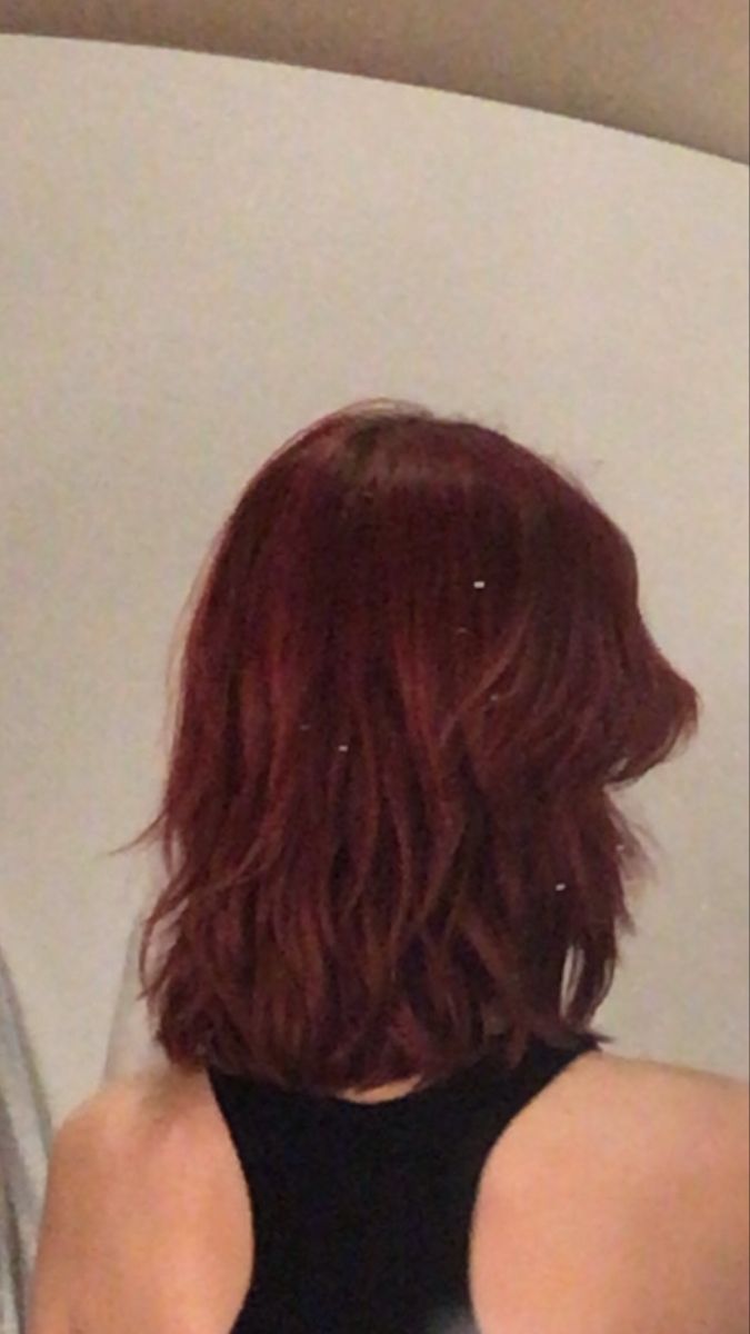 Crimson Hair Aesthetic, Red Medium Length Hair With Layers, Dark Cherry Hair Aesthetic, Garnet Color Hair, Deep Red Hair Color Short, Short Hair Cherry Red, Deep Red Hair Short, Cherry Coke Hair Color Short Hair, Dark Hair Dyed Red