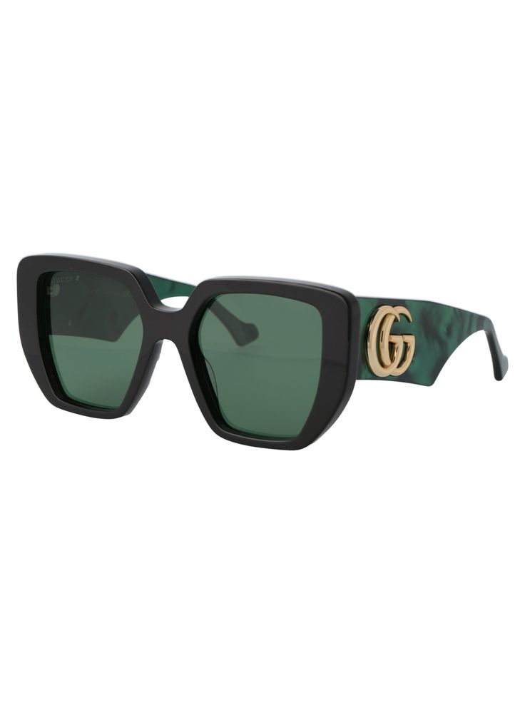 Sunglasses from Gucci Eyewear Composition: Acetate | Gucci Eyewear Women's Gg0956s Sunglasses in Black Green | SS24 Female Sunglasses, Guccio Gucci, Stella Mccartney Bag, Gucci Eyewear, Gucci Sunglasses, Eyewear Womens, Sneaker Wedge, Italian Fashion, Manolo Blahnik