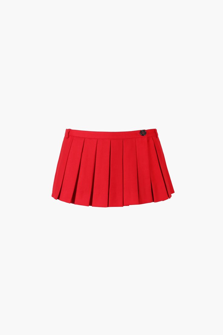 FRANC SKORT IN RED – SANDY LIANG Red Short Skort With Built-in Shorts, Classic Solid Color Short Tennis Skirt, Red Mini Pleated Tennis Skirt, Red Pleated Mini Tennis Skirt, Red Fitted Mini Tennis Skirt, Red Fitted Short Tennis Skirt, Fitted Red Mini Tennis Skirt, Red Fitted High Waist Skort, Red Pleated Short Tennis Skirt