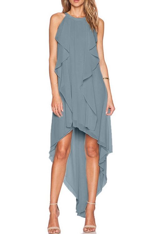 High Low Sleeveless Chiffon Dress Cut Dresses, Sleeveless Chiffon Dress, Midi Dresses For Women, Dress Light Blue, Chiffon Dresses, Midi Length Dress, Flowy Dress, Lovely Dresses, Midi Dress Bodycon