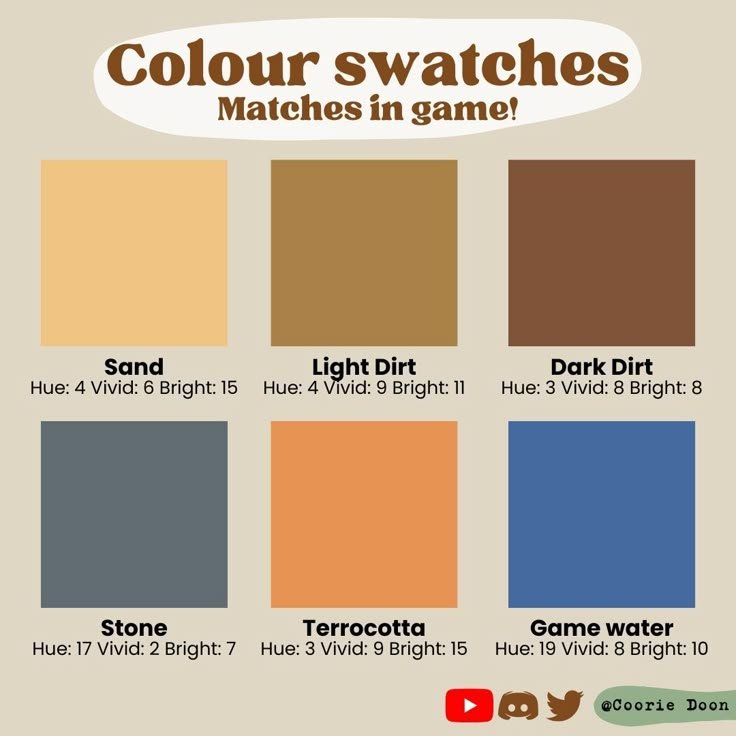 color swatches for the game