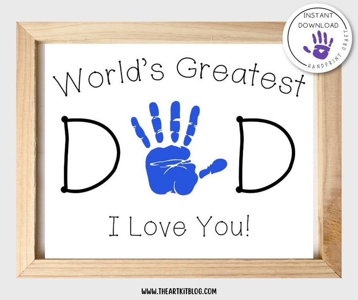 a blue hand print that says world's greatest dad i love you