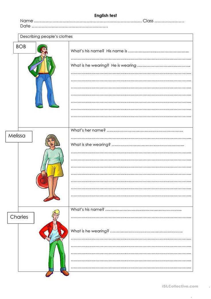 an english worksheet with pictures of people in different colors and sizes, including one man