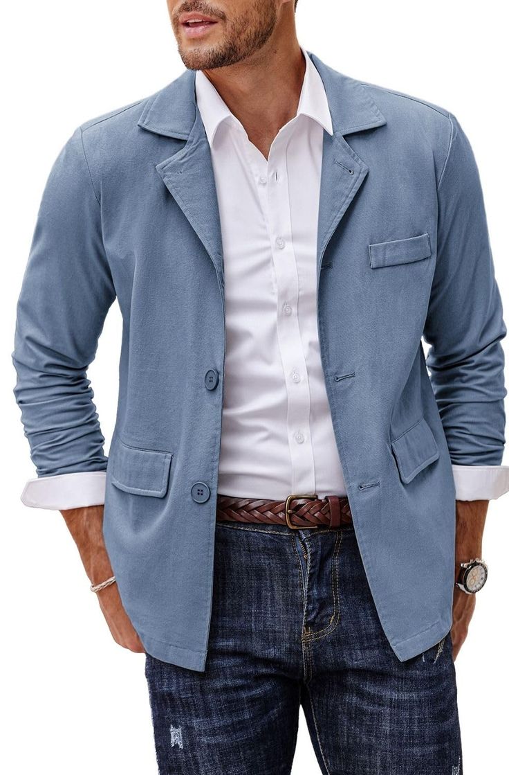 PRICES MAY VARY. Lightweight Fabric: This cotton linen jacket is soft and breathable, brings you comfortable feeling in all day. Features: Fashion linen blazer jacket designed with notched lapel collar, button closure, 2 real flap pockets, 1 decorative chest pocket and shoulder pads. Matching Tips: The linen suit jacket works best with a pair of jeans or chinos, and worn with a simple dress shirt or t shirts underneath, gets a relaxed but fashionable feel, also can pair with a suit pants. Occasi Linen Suits For Men, Mens Workout Tank Tops, Casual Suits, Mens Linen, Linen Casual, Simple Dress, Linen Suit, Linen Jacket, Sports Blazer