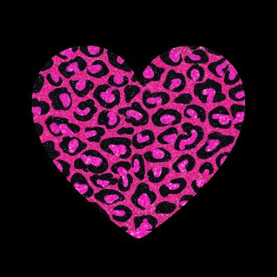 a pink and black heart shaped animal print