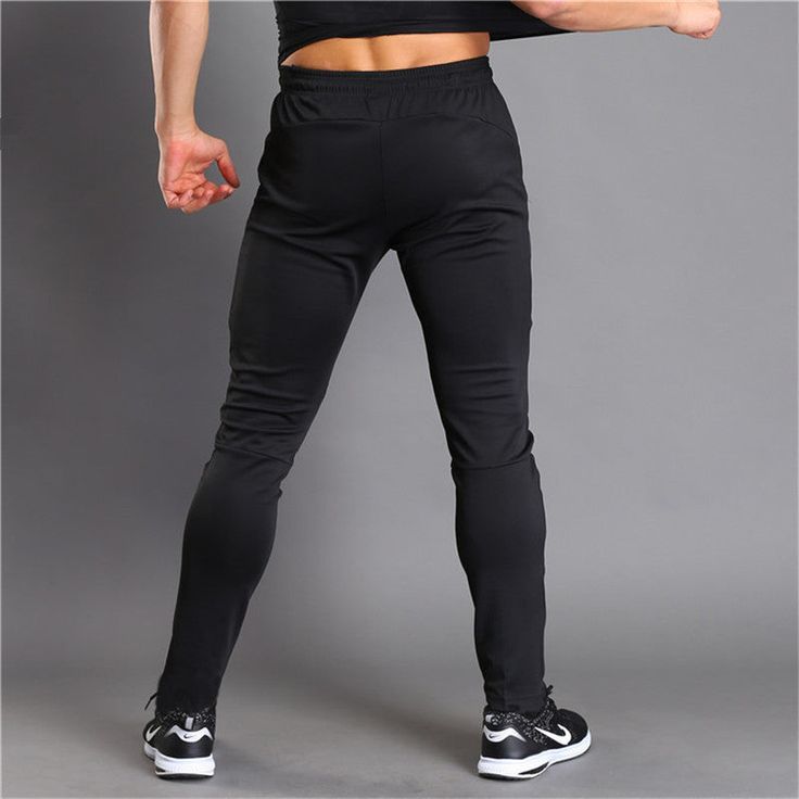 Material: Polyester • Length: Full Length • Style: Sweatpants, Flat, Casual, Gyms Casual • Decoration: Fake Zippers • Type: Full Length, Elastic Waist, Mid, Broadcloth, Regular • Waist Size(In Inches): 2.3-2.9 Black Stretch Sportswear Bottoms, Black Breathable Fitted Pants, Black Fitted Breathable Pants, High Stretch Black Sports Pants, Fitted Breathable Black Pants, Fitted Black Breathable Pants, Training Pants With Elastic Waistband, Elastic Waistband Training Pants, High Stretch Breathable Black Pants