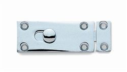 two chrome plated steel door hinges with round holes on the front and back