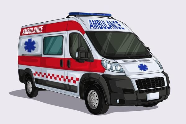 an ambulance is shown in this cartoon style