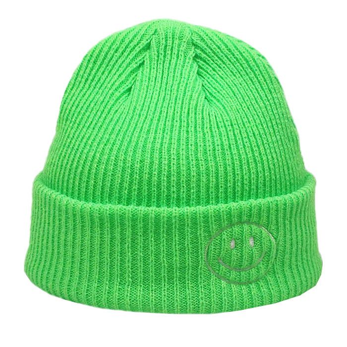 Material: Acrylic Free Size Adjustable Green Winter Hats, Trendy Beanie For Spring, Trendy Spring Beanie One Size, Trendy Spring Beanie, Trendy Spring Beanie Hat, Trendy Green Winter Hat, Adjustable Brimmed Green Beanie, Green Spring Hat One Size, Adjustable Green Beanie