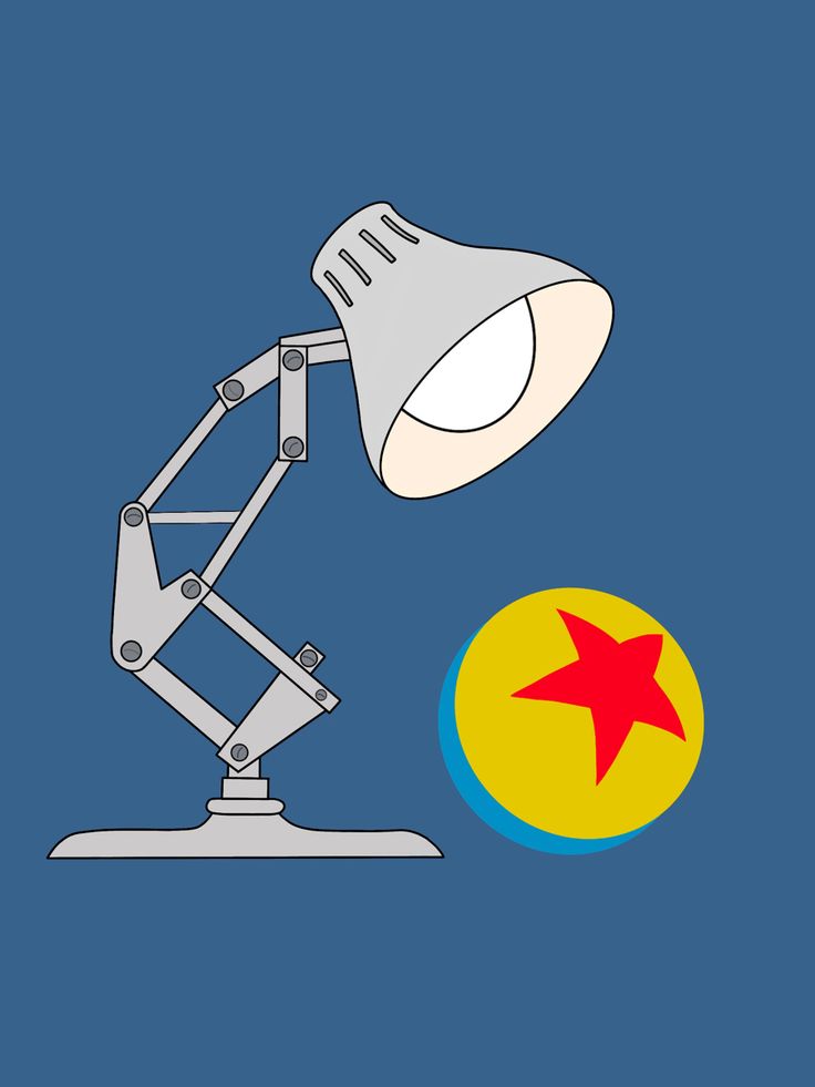 a drawing of a lamp and a star on a blue background