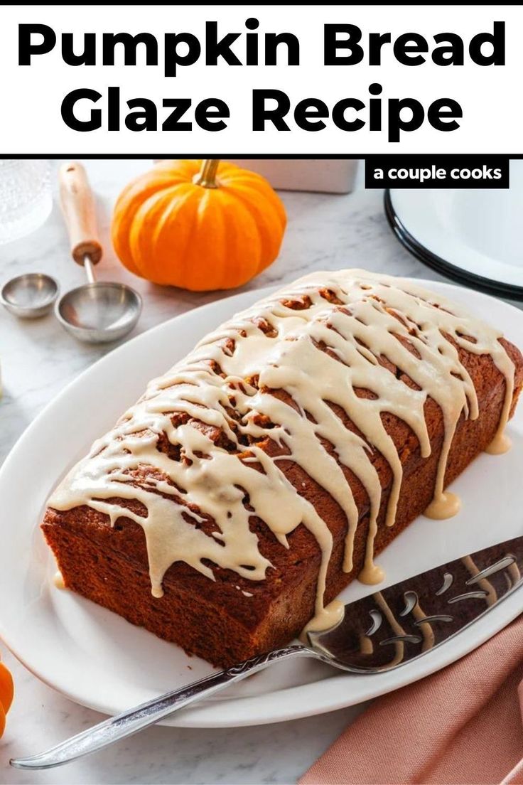 pumpkin bread glaze recipe on a white plate