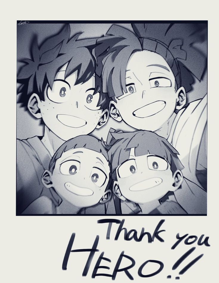 an image of some cartoon characters with the words thank you hero on their chests