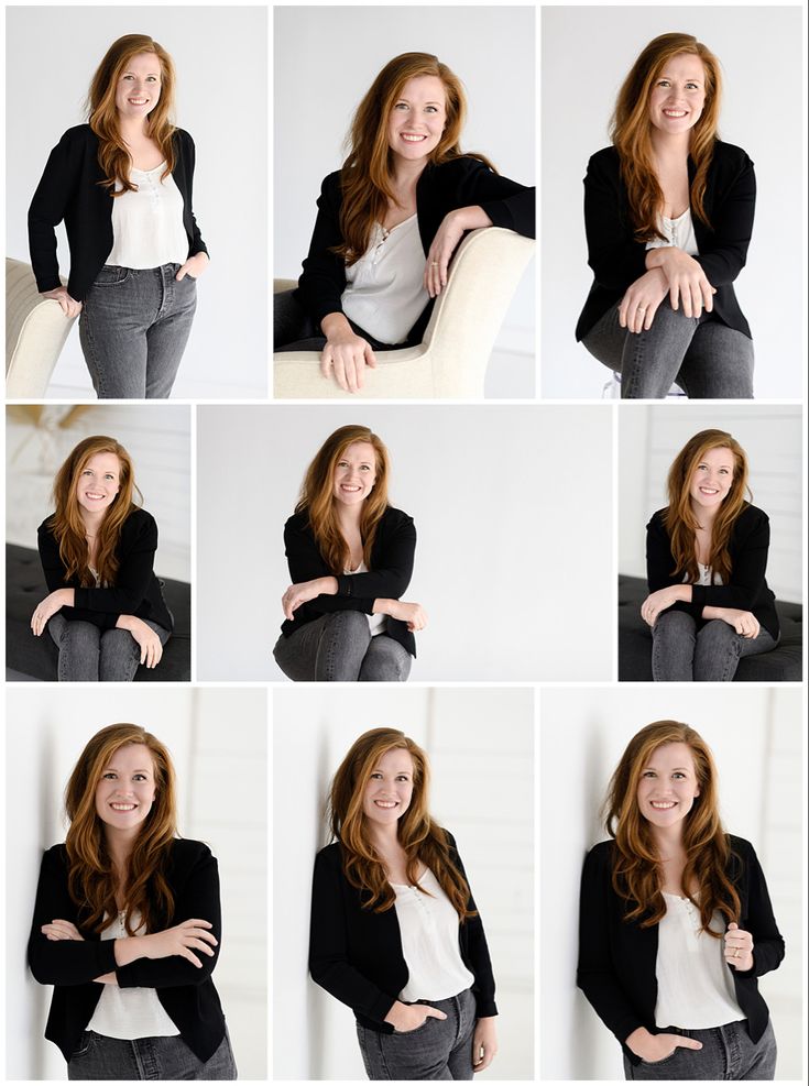 a collage of photos of a woman sitting on a chair with her arms crossed