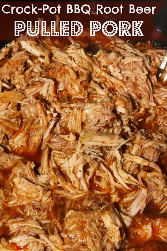 the crock pot bbq root beer pulled pork is ready to be cooked in the oven