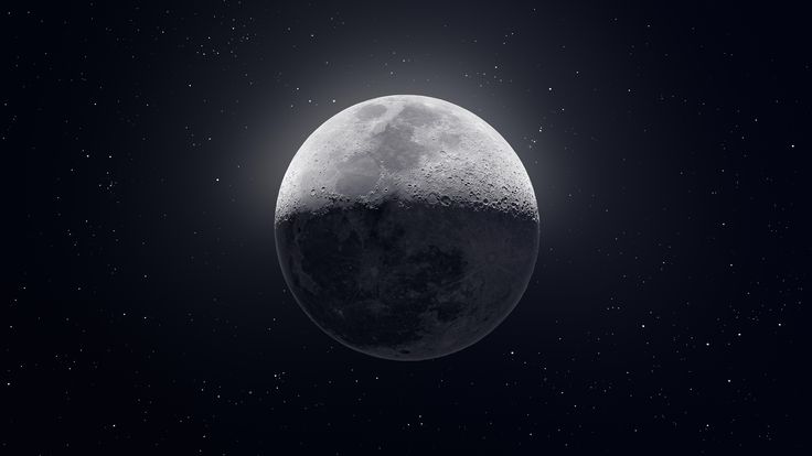 an image of the moon taken from space with stars in the background and dark sky