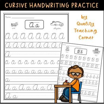 cursive handwriting practice worksheet for kids to learn how to write letters