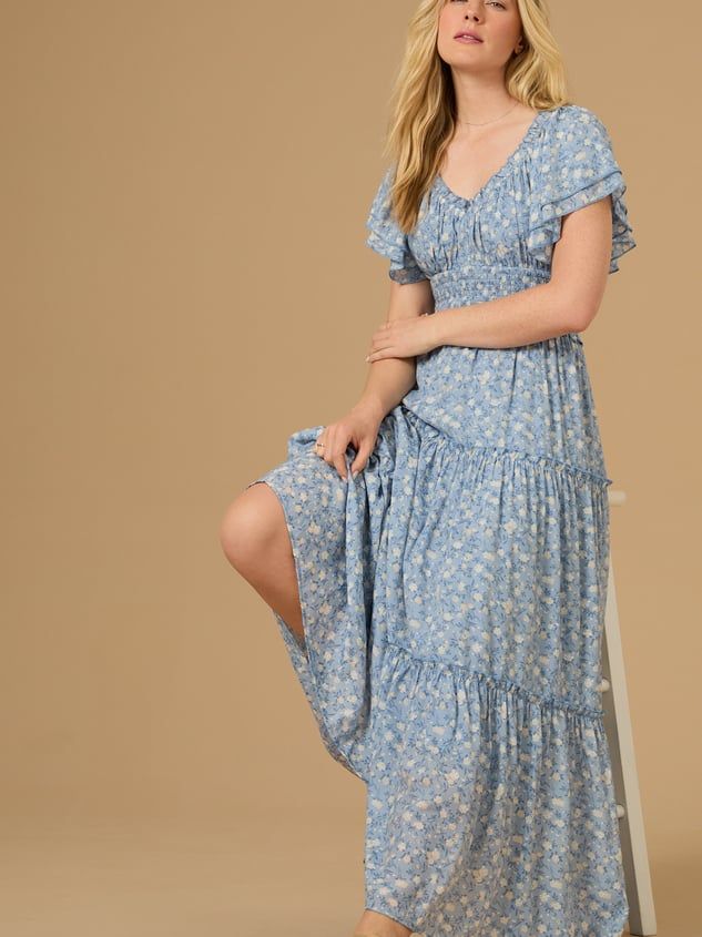 This stunning piece features a beautiful floral print, flutter sleeves, and a tiered skirt that adds graceful movement to every step. Modest Summer Dresses Casual, Modest Outfits Dresses, Christian Dresses, Cute Dresses Modest, Dress Wishlist, Christian Girlie, Dance Proposals, Wilted Rose, Sunday Dresses