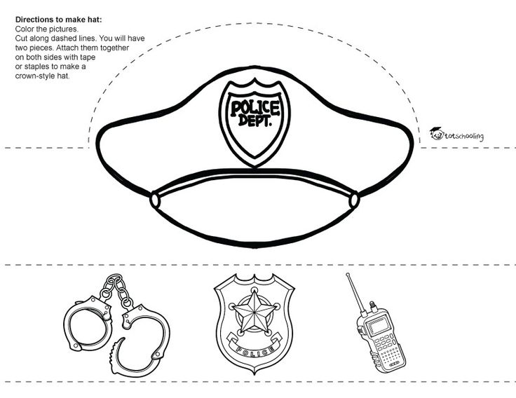 the police hat is shown with its name on it