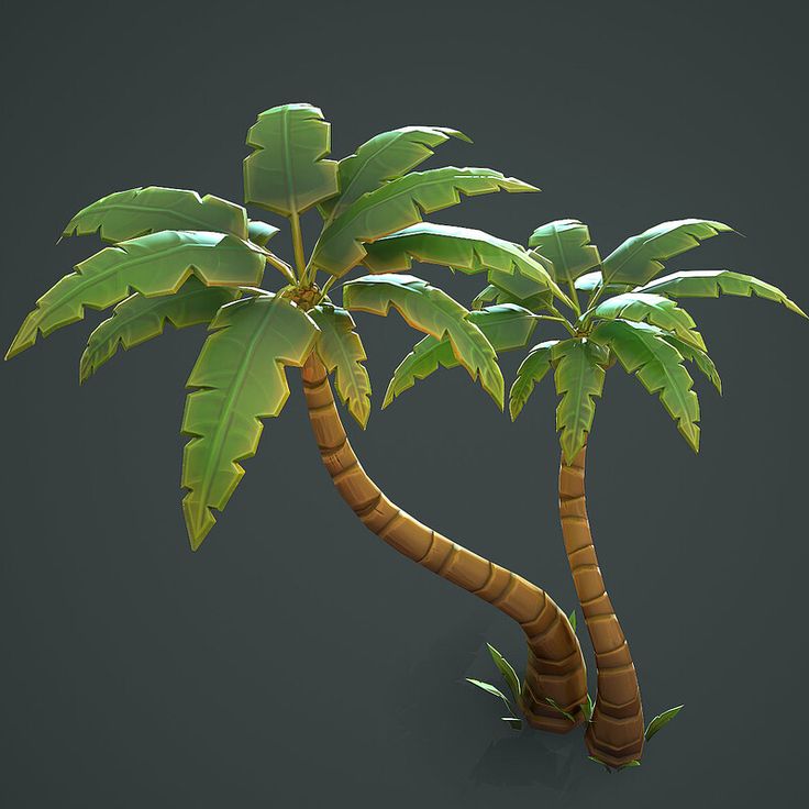 a palm tree with green leaves on a black background in low - poly mesh style