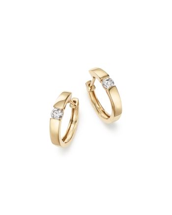 Bloomingdale's Diamond Small Hoop Earrings in 14K Yellow Gold, 0.25 ct. t.w. - 100% Exclusive Anniversary White Gold Hoop Earrings With Single Diamond, White Gold Hoop Earrings With Single Diamond For Anniversary, Classic Diamond Huggie Earrings, Timeless Yellow Gold Diamond Earrings For Formal Occasions, Formal Fine Jewelry Yellow Gold Hoop Earrings, Formal Yellow Gold Hoop Earrings, Timeless Diamond Hoop Earrings With Single Diamond, Classic Hoop Earrings With Single Cut Diamonds, Classic White Gold Huggie Earrings For Formal Events