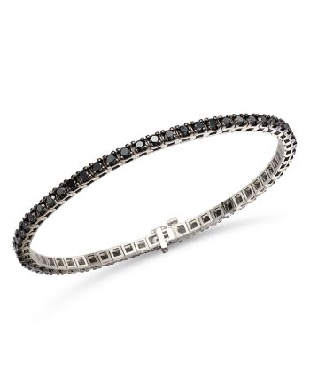 Bloomingdale's Fine Collection Men's Black Diamond Bracelet in 14K White Gold, 7.0 ct. t.w. - Exclusive Timeless Black Round Bracelets, Black Diamond Bracelets For Anniversary, Black Jubilee Bracelet For Anniversary, Black Round Bracelet For Formal Occasions, Classic Black Diamond Bracelet For Formal Occasions, Formal Bracelets With Black Diamonds, Black Diamond Bracelet For Formal Occasions, Formal Black Jubilee Bracelet, Classic Black Diamond Bracelet For Anniversary