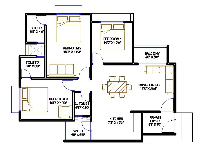 #cadbull #autocad #architecture #3bhk #3bhkhouse #house #layout #houselayout #layoutplan #CAD #caddrawing #dimension #houseplan #autocaddrawing 2d House Plan With Dimensions, Drawing Room Layout, Modern Villa Design Plan, Autocad Layout, One Floor House Plans, Drawing House Plans, Site Plan Design, Floor Plan With Dimensions, Floor Plans House