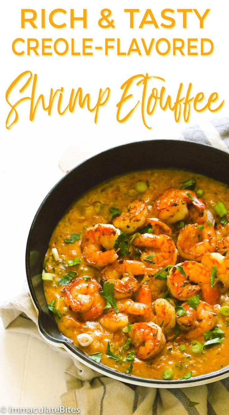 shrimp and tasty crepe - flavored shrimp elquife recipe in a skillet