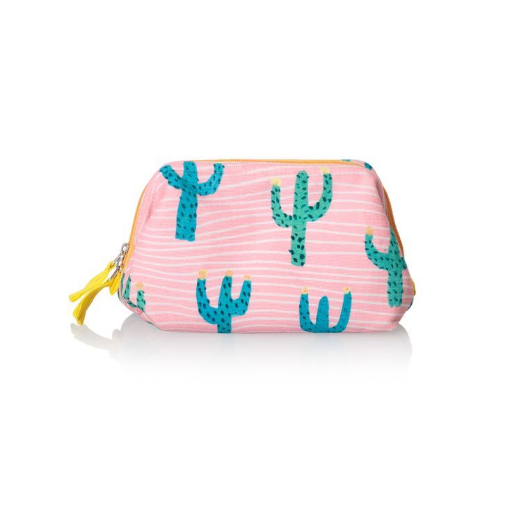 Buy Cactus Make Up Bag  from Oliver Bonas Undereye Bags Remedy, Modern Bedroom Sets, Cactus Motif, Turquoise Interior, Denim Wristlet, Bedroom Chairs, New Years Eve Makeup, Banana Leaf Print, Sleep Sanctuary