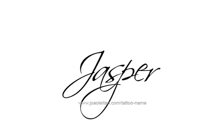 the word jasper written in cursive handwriting on a white background with black ink