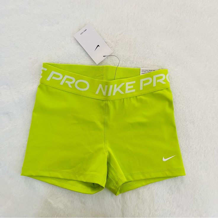 Brand New With Tags, Never Use, No Flaws Or Stains. Womens Nike Pro Spandex Shorts, Perfect For Training And Outside Activities. Tight Fit. Size: Medium Color: Lime Green Inseam: 3” I Ship Same Day Before 4pm Or Next Day. Weekend Sales Ship Monday. Five Start Seller. Green Fitted Training Bottoms, Fitted Green Training Bottoms, Green Fitted Bottoms For Training, Fitted Green Bottoms For Training, Nike Green Sportswear Bottoms, Sportswear Elastane Shorts, Green Elastane Shorts, Nike Stretch Sportswear Shorts, Green Fitted Training Shorts