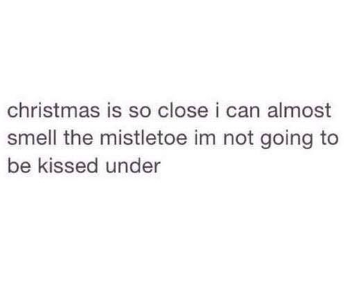 a text message that reads, christmas is so close i can almost smell the mistle im not going to be kissed under