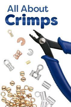 the book cover for all about crimps is shown with scissors and other tools